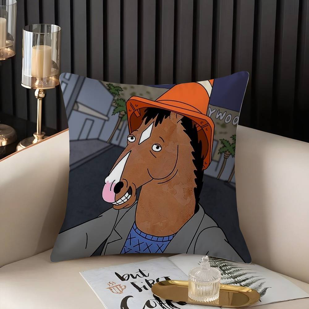 B-Bojack Horseman Pillow Case Home Dorm Chair Back Short Plush Double-Sided Printing Office Nap Time Cushion Cover