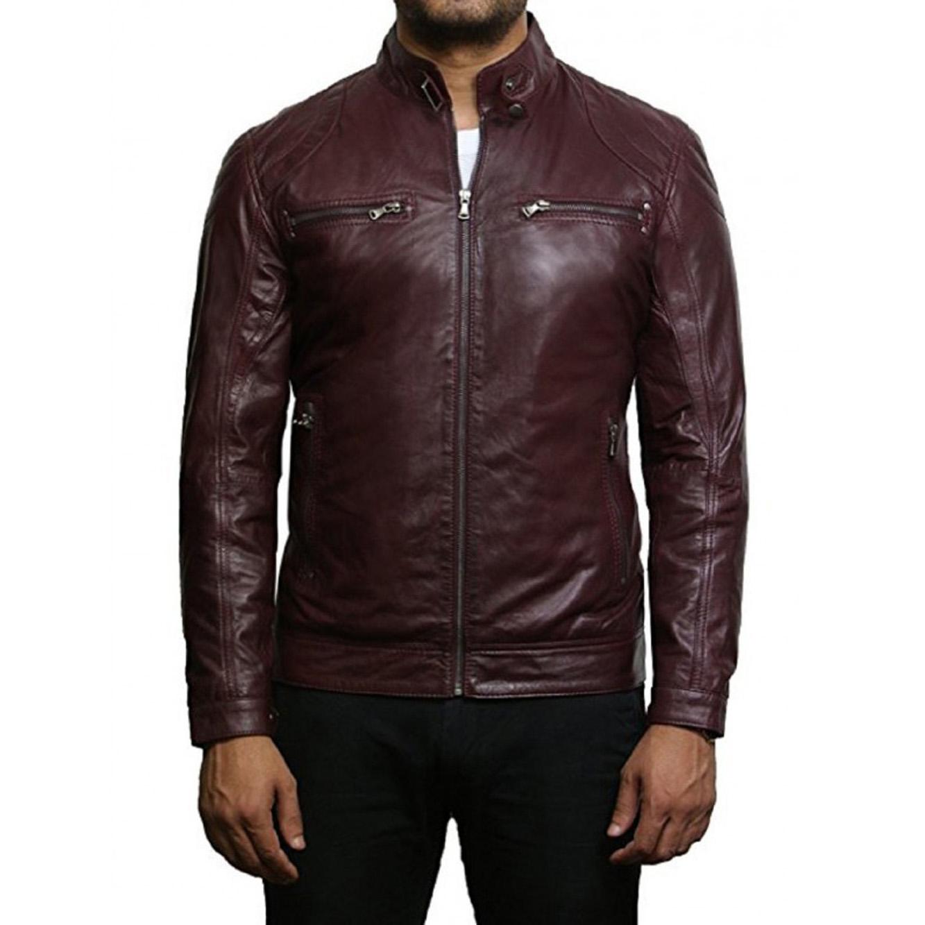 

SkinOutfit Чоловіча куртка-бомбер з натуральної коричневої шкіри ягняти Стильна мотоциклетна куртка Biker Зовнішній одяг MJ 156 XXL коричневий