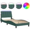 VidaXL Cadre de Lit avec Lumières LED, Lit Rembourré avec Sommier à Lattes, Lit Simple, Lit Adulte, Moderne, Vert Foncé 3213760