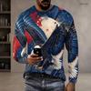 Men Plus Size Crew Neck Long Sleeve Shirt Black Gothic Skull And Wolf Graphic Top