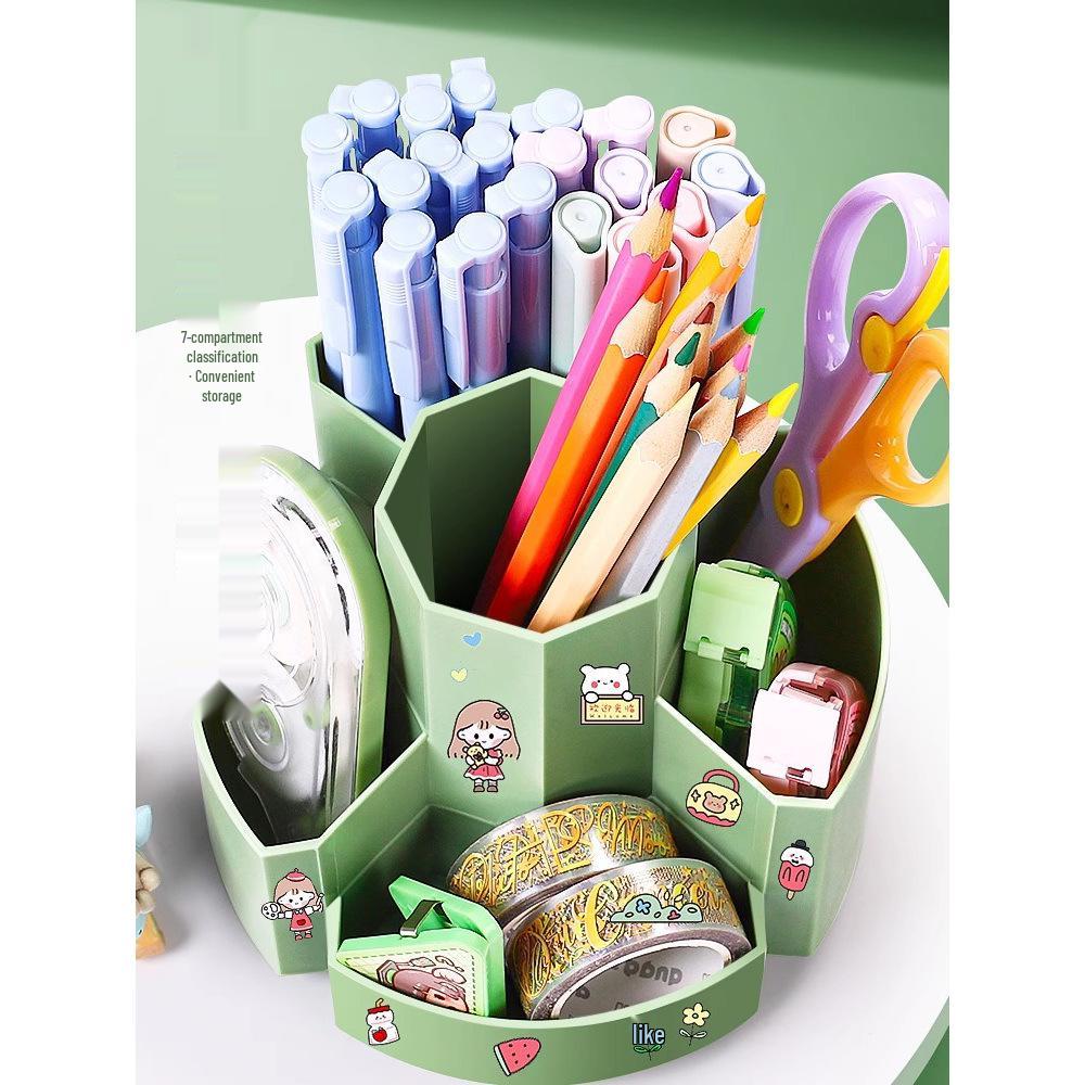 360° Rotating Pen Holder: Large Capacity, Multi-functional Desk Organizer for Kids