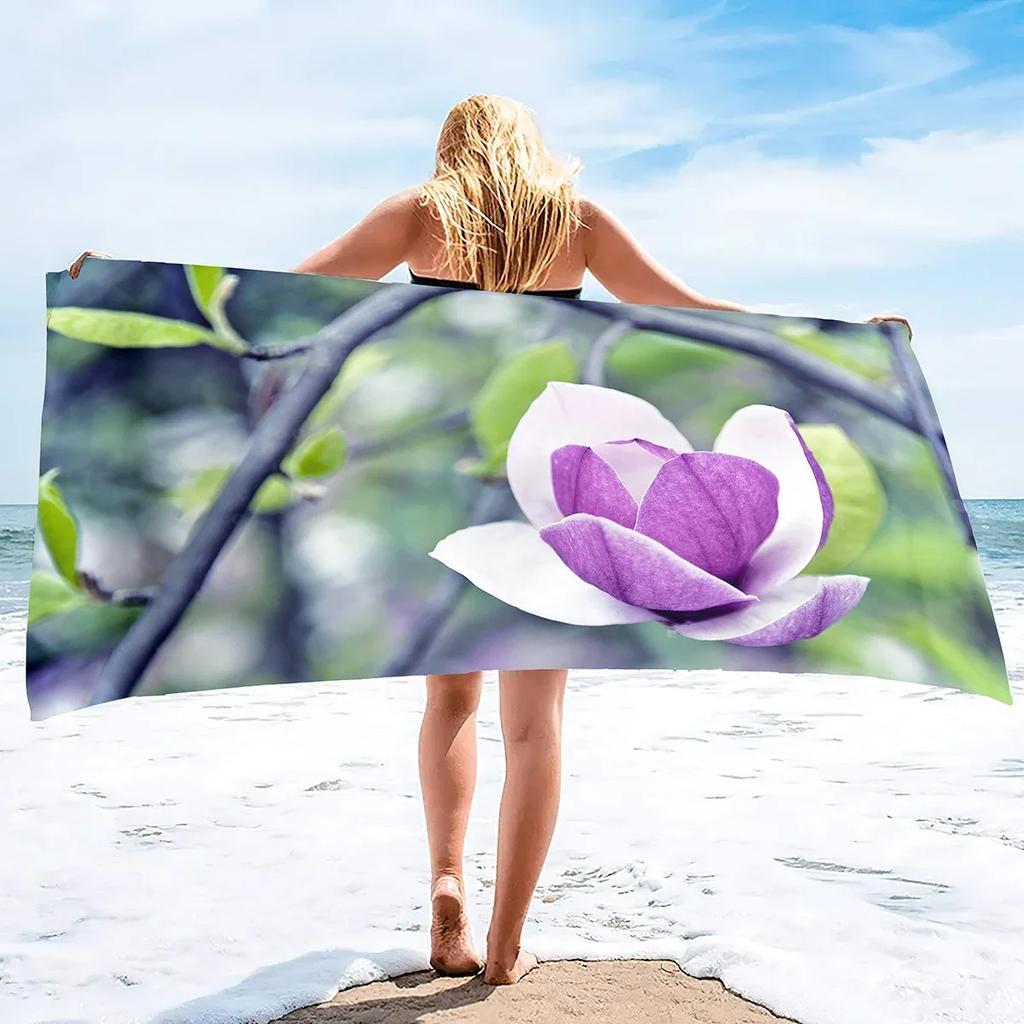 Magnolia Flower Beach Towel Sand Free Microfiber Towels for Beach Quick Dry Pool Towel Blanket Beach Towels for Adults Kids