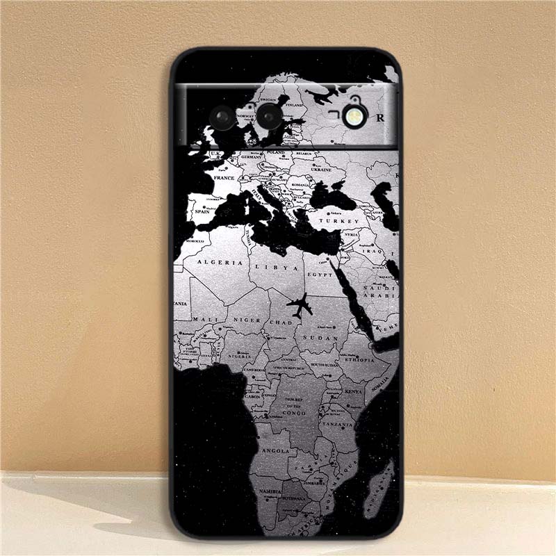 Moderne Flugzeugmuster Handyhülle Für Google Pixel 10 9a 9 8A 8 7 7A 6 6A Pro XL 2024 5G Schwarz Weiches TPU Silikon