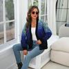 V Neck Blue Starry Sky Ol Winter Women's Clothing Fashion 2024 New Arrival Knitwear Cardigan Sweater Female Temperament Commute