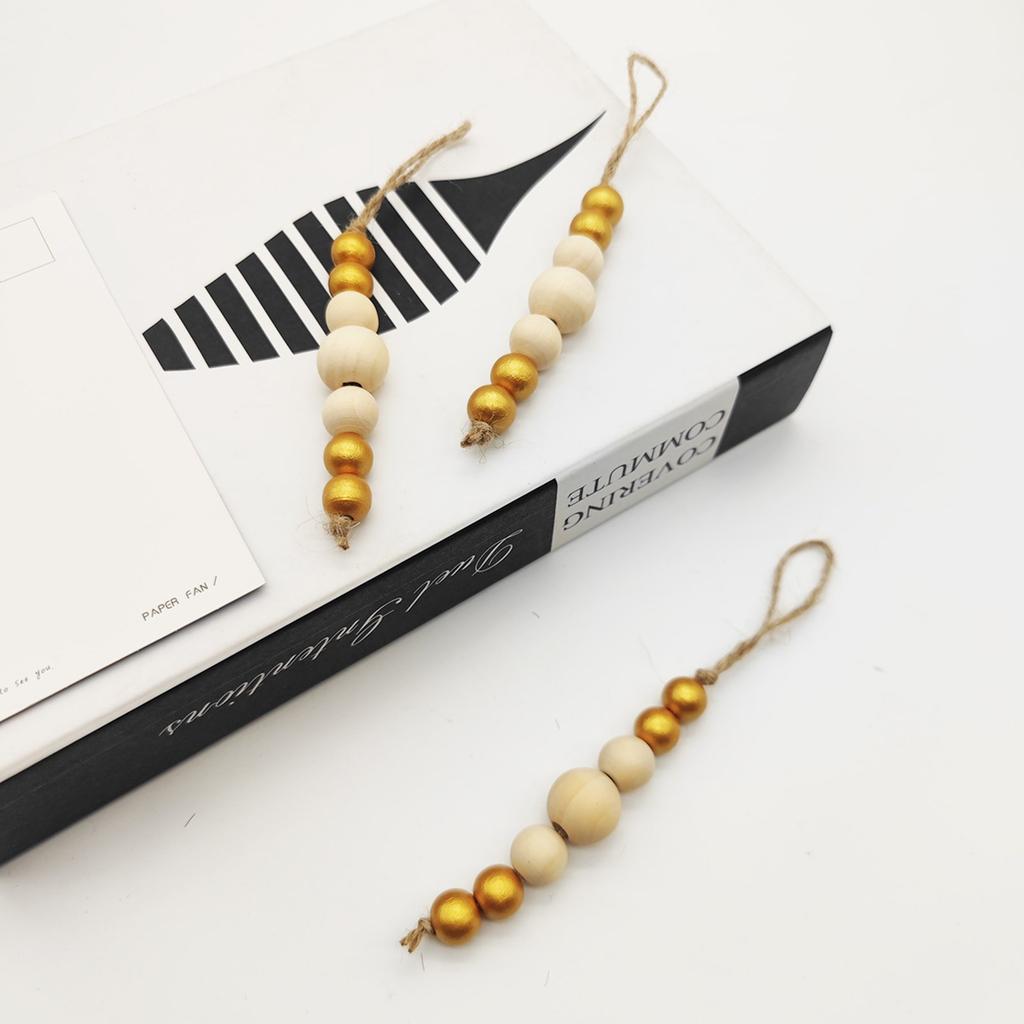 9pcs Christmas Tree Ornament Wood Bead String Pendant Christmas Wood Beads Pendant Christmas Tree Hanging Decoration