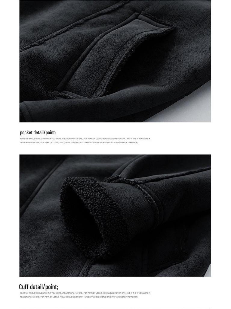 Men's 2025 Winter Warm Lambswool Jacket - Thick, Solid Color, Loose Fit