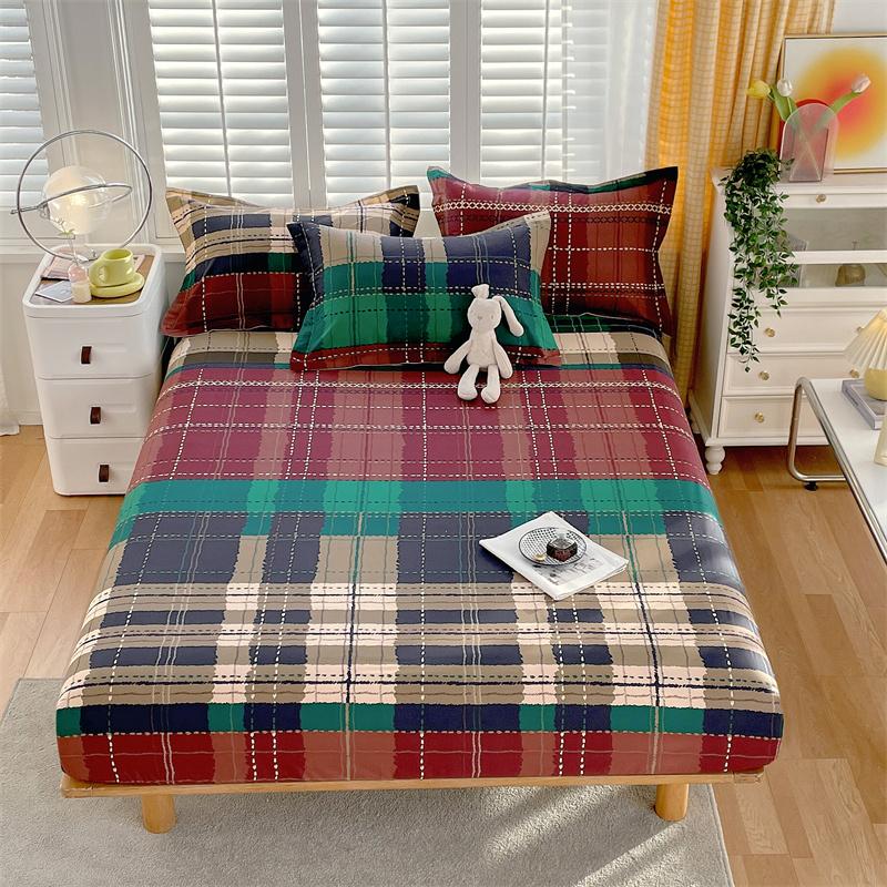 Blue White Floral Pattern Fitted Sheet Set Abstract Flowers Cotton Bedding Set Skin-friendly Non-slip Bedspread with Pillowcases