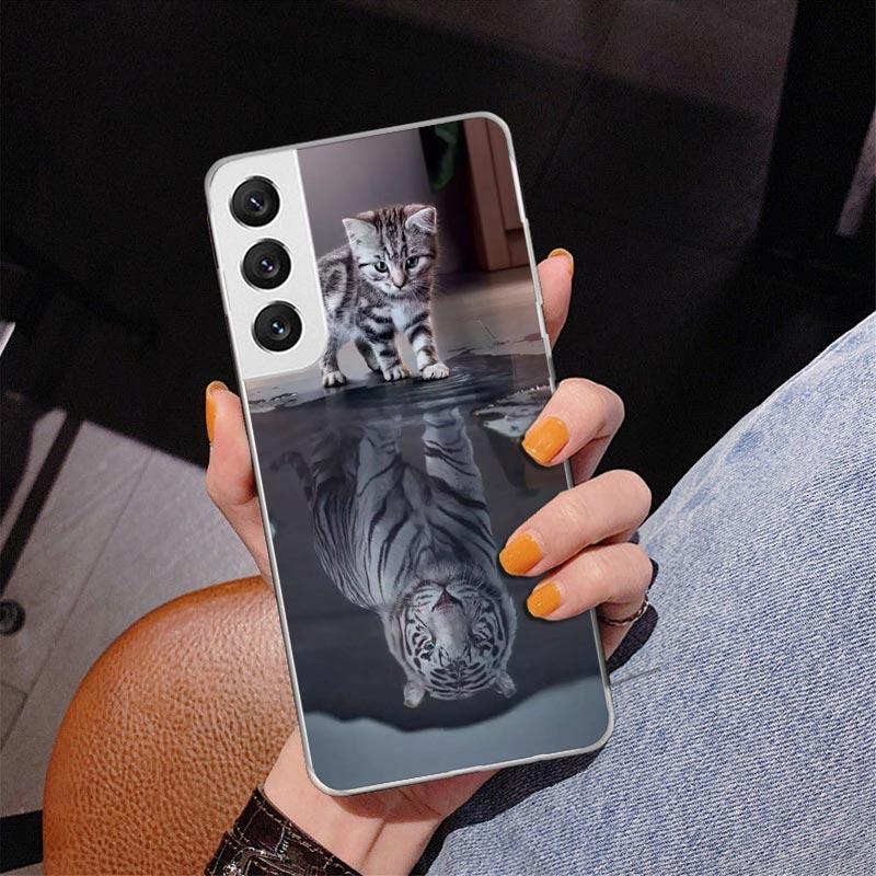 Cool Animal Big Cat Tiger Phone Case For Samsung Galaxy S24 S25 Edge S26 Ultra S23 S22 S21 Plus S20 FE + Personalized Print Cove