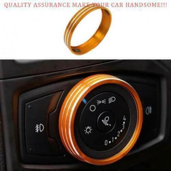 For Ford Focus 2012-2018 Yellow Alloy Headlight Switch Control Button Trim 1PCS