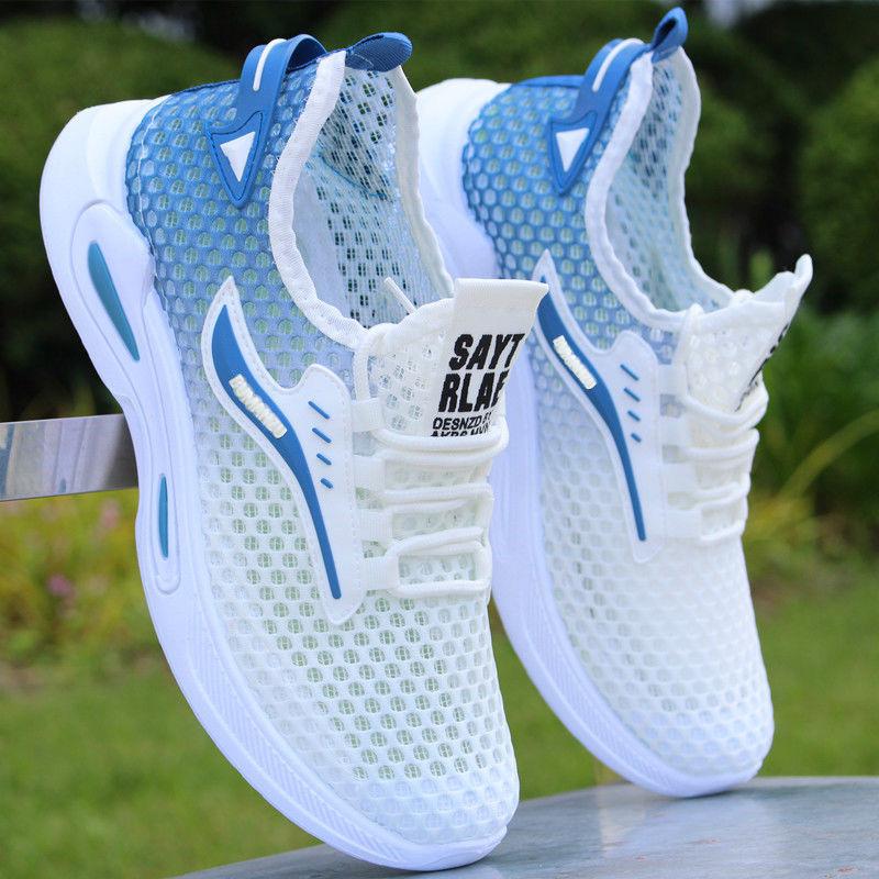 Męskie buty z siateczki lato nowe oddychające buty z siateczki z pustymi oczkami męskie casualowe buty sportowe męskie