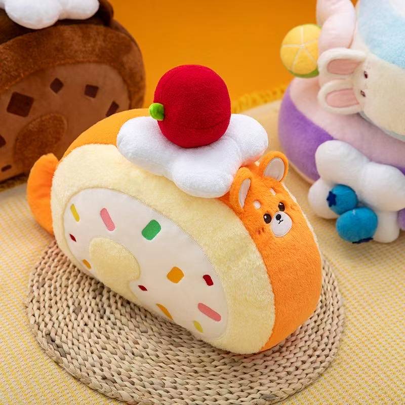 Newest Cake Roll Dessert Pillow Cushions Kawaii Stuffed Plush Toy Figure Doll Cartoon Anime Cute Kids Birthday Gift Doll