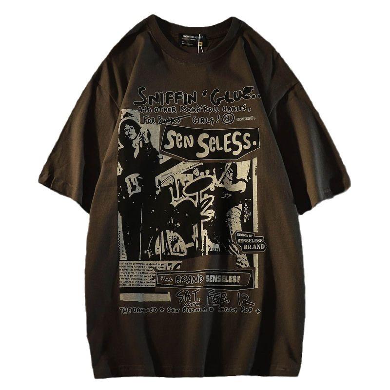 Pure Cotton Summer Retro Short Sleeved T-shirt for Men Ins Trendy Loose Half Sleeved Top T-shirt