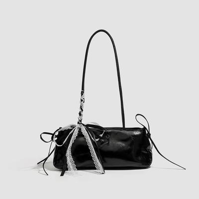 Schleife Bowlingtasche Damen 2025 neue Textur einfarbig Schulter Achseltasche modisch und vielseitig Pendler Handtasche