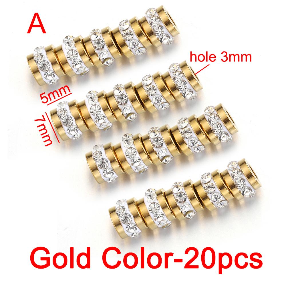 20 stuks 10 stuks Roestvrij Staal Strass Kralen Goudkleurige Spacer Losse Kralen Bedels voor Sieraden Maken Armband Ketting DIY