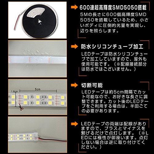High brightness LED tape light 5m waterproof 24V 600 SMD5050 double row with cover white white base front light fishing boat/ship/truck/outdoor l