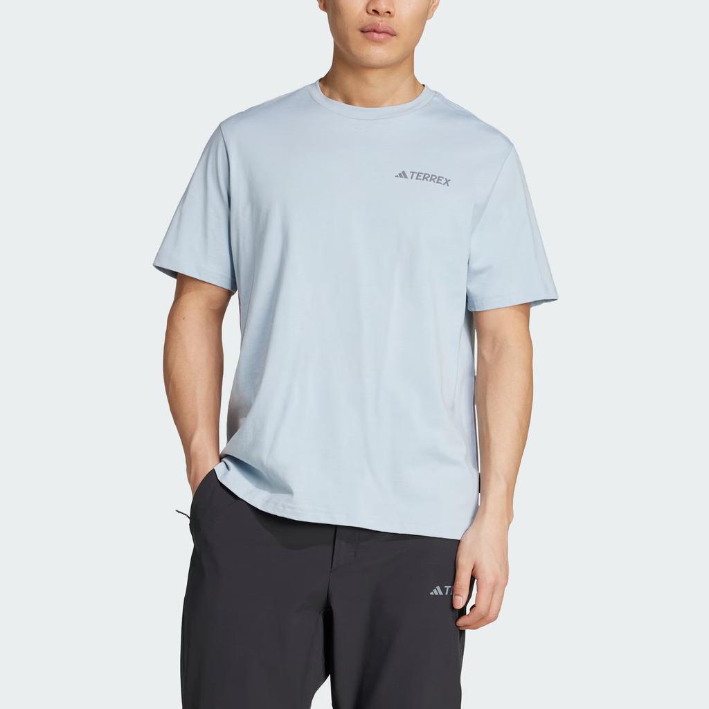 Adidas Terrex Ss25 Polygiene Graphic Outdoor Sports Crew Neck Short Sleeve T-Shirt Men Tops Blue Yellow JI8326