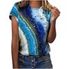 2026 New Summer Temperament Women's Sunrise Printed Women's T-shirt Round Neck Short Sleeve Street Casual Daily Basic Tops