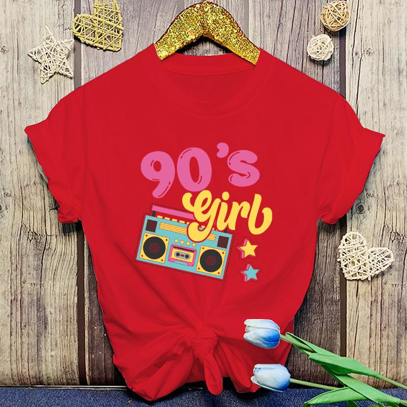 New Funny 90'S Girls Printed T-Shirts Fashion Women Short Sleeve Cool Summer Casual Tops 90'S Girls Female Shirt Tees