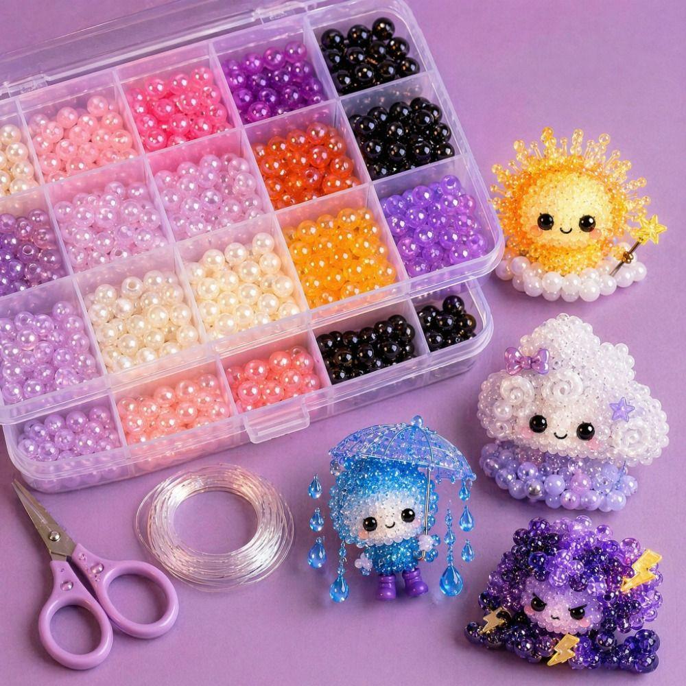Tiny Glowing Fantasy Spirits DIY Bead Kit Handmade 3D Bead Pet Keychain Making Kit  For Beginners