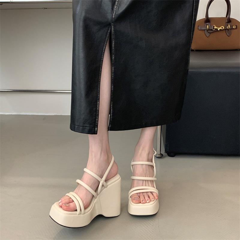Fashion High Quality Wedge Chunky Platform Sandals Women Sexy Ankle Strap Buckle Roman Sandals Summer Beach Shoes Sandalias De Mujer