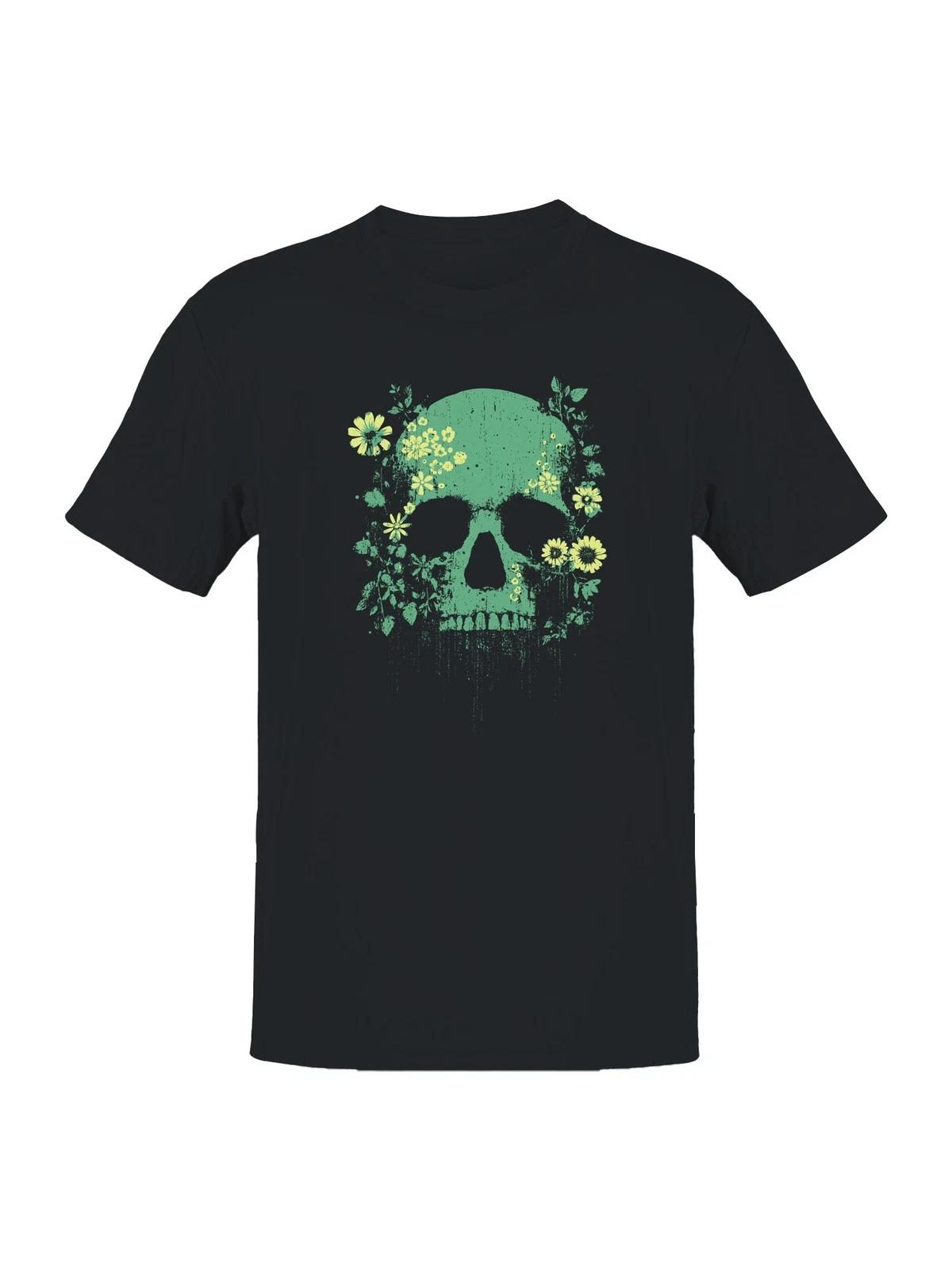 Floral Skull Grunge Art Men s T-shirt S