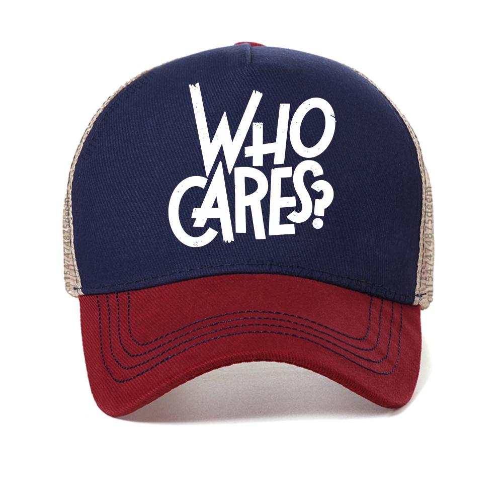 

Who Cares Print Breathable baseball cap Summer For Men Women outdoor Casual Adjustable Snapback Hat Adjustable mesh trucker hats Adjustable красный
