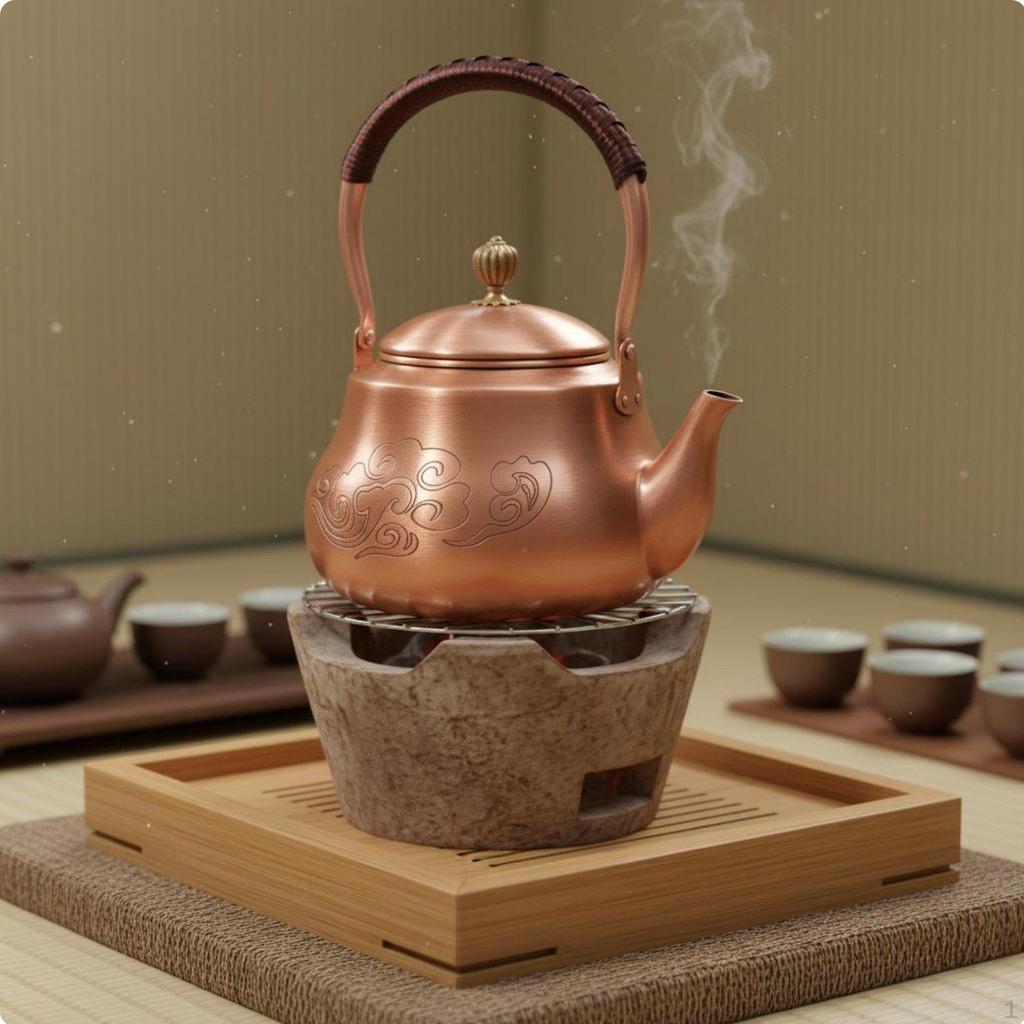 Handmade Coppery Metal Kettle Copper Teapot 1600ML Hammered
