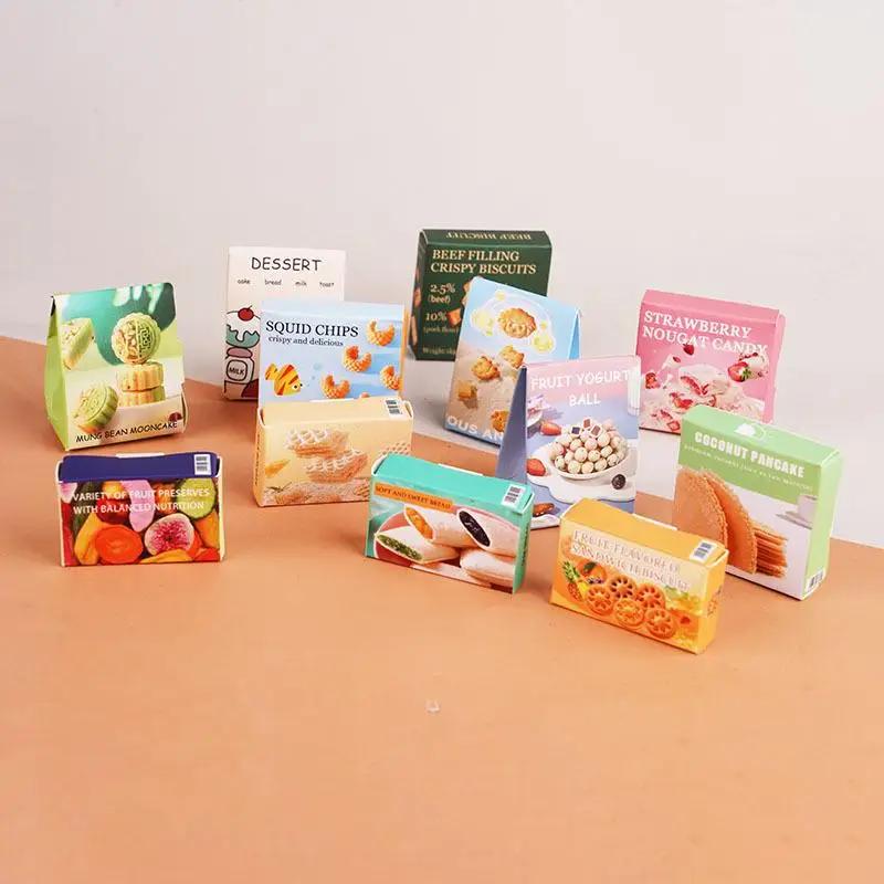 10Pcs Random Dollhouse Miniature Snack Box Model Mini Simulation Supermarket Scene Decor Doll House Pretend Play Toy Accessories