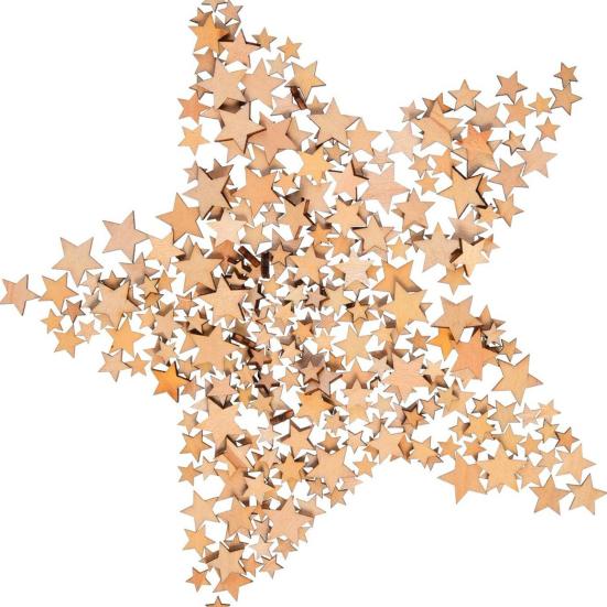 200 ks 10/12/15/20 MM Hvězdicové dřevěné třísky DIY Kreativní leštěné přírodní dřevěné projekty Řemesla Dekorace