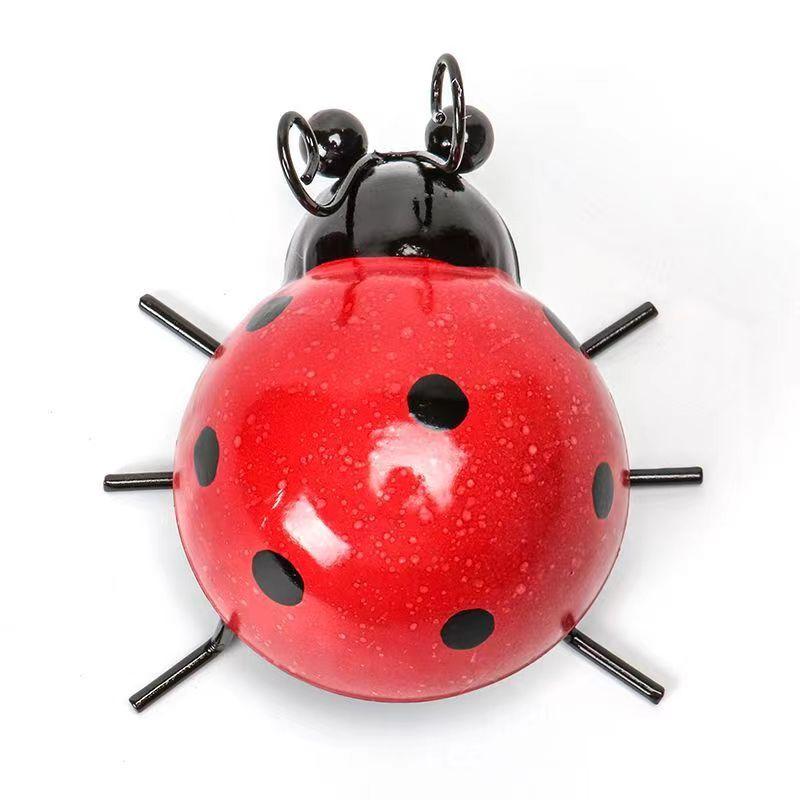 Garden Decoration Statue Cute Metal Ladybugs Outdoor Wall Sculpture Kindergarten Decoration with Small Insects Home Decor