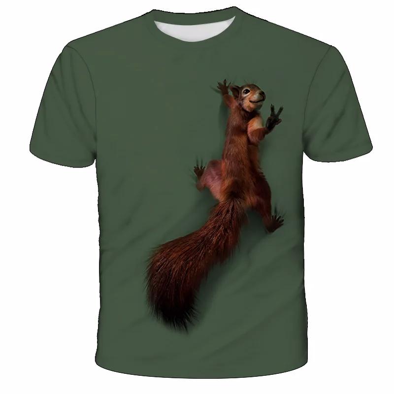 

Футболки с забавным принтом «Белка» для мальчиков и девочек, модные футболки с коротким рукавом и круглым вырезом в стиле Харадзюку для детей 110