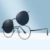 Roud Frame Polarized Sunglasses Magnetic With 2 Clips On Glasses Metal Frame Legs Optical Eyeglass Magnet Eyeglasses 3 IN 1