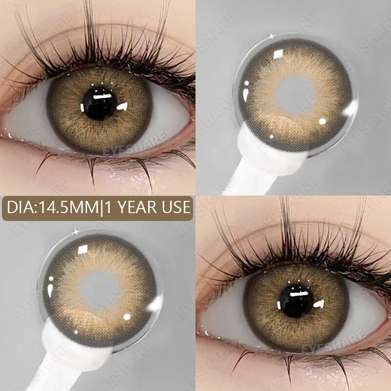 AMARA 1pair Colored Contact Lenses Natural Eye Lens Blue Eye Lenses Brown Lenses Gray Pupils Yearly Cosmetic Green Contacts