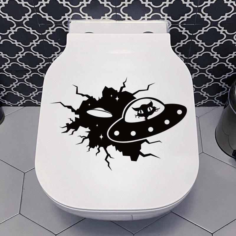 Lustige Toilettenaufkleber, schwarz-weiß, für Badezimmer, Sitz, Tank, Wand, wasserdichtes Vinyl