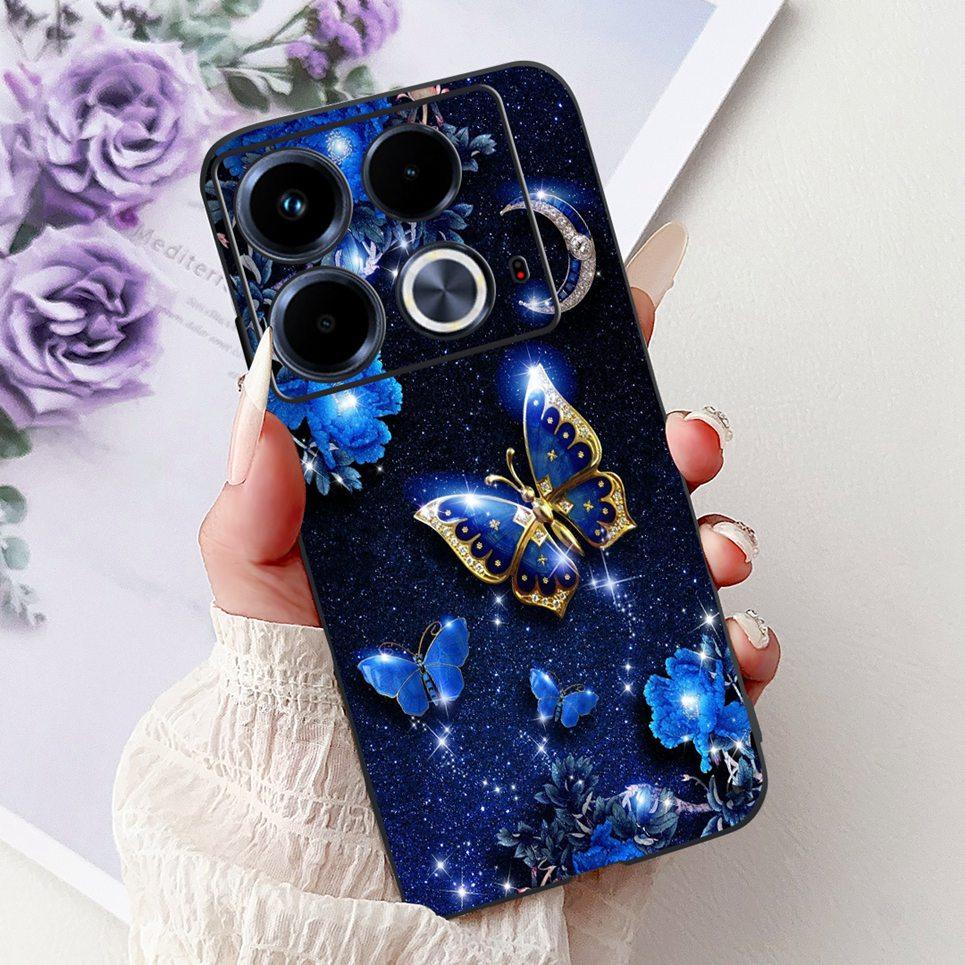 For Cover Infinix Note 40 40x 40Pro Plus Note40 Pro+ Phone Case Colorful Flower Butterfly Lxuru Women Fashion Soft Siliocne Etui