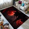 Blood Moon Samurai Silhouette Lakeside Print Carpet for Living Room Bedroom Sofa Home Decor Rus Non-slip Floor Mat Luxury Gift