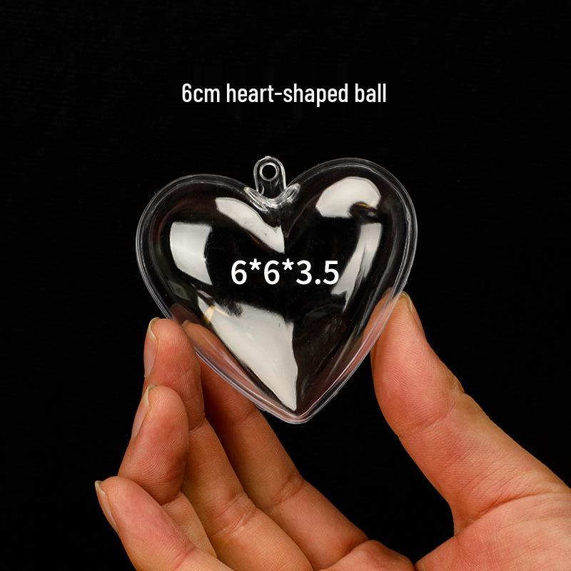 Christmas Heart-Shaped Acrylic Ornament - Transparent Hanging Ball Decoration