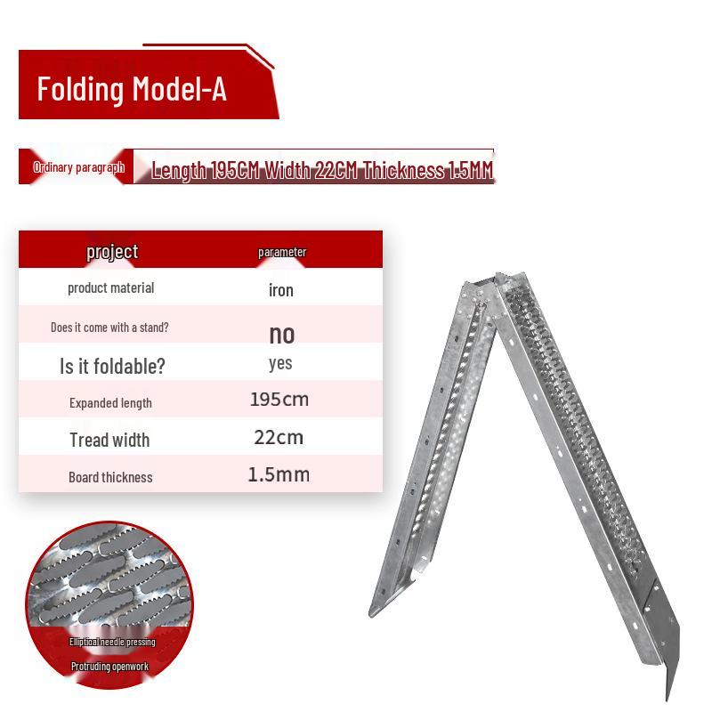 Folding Motorcycle Trailer Ramp with Ladder Steps