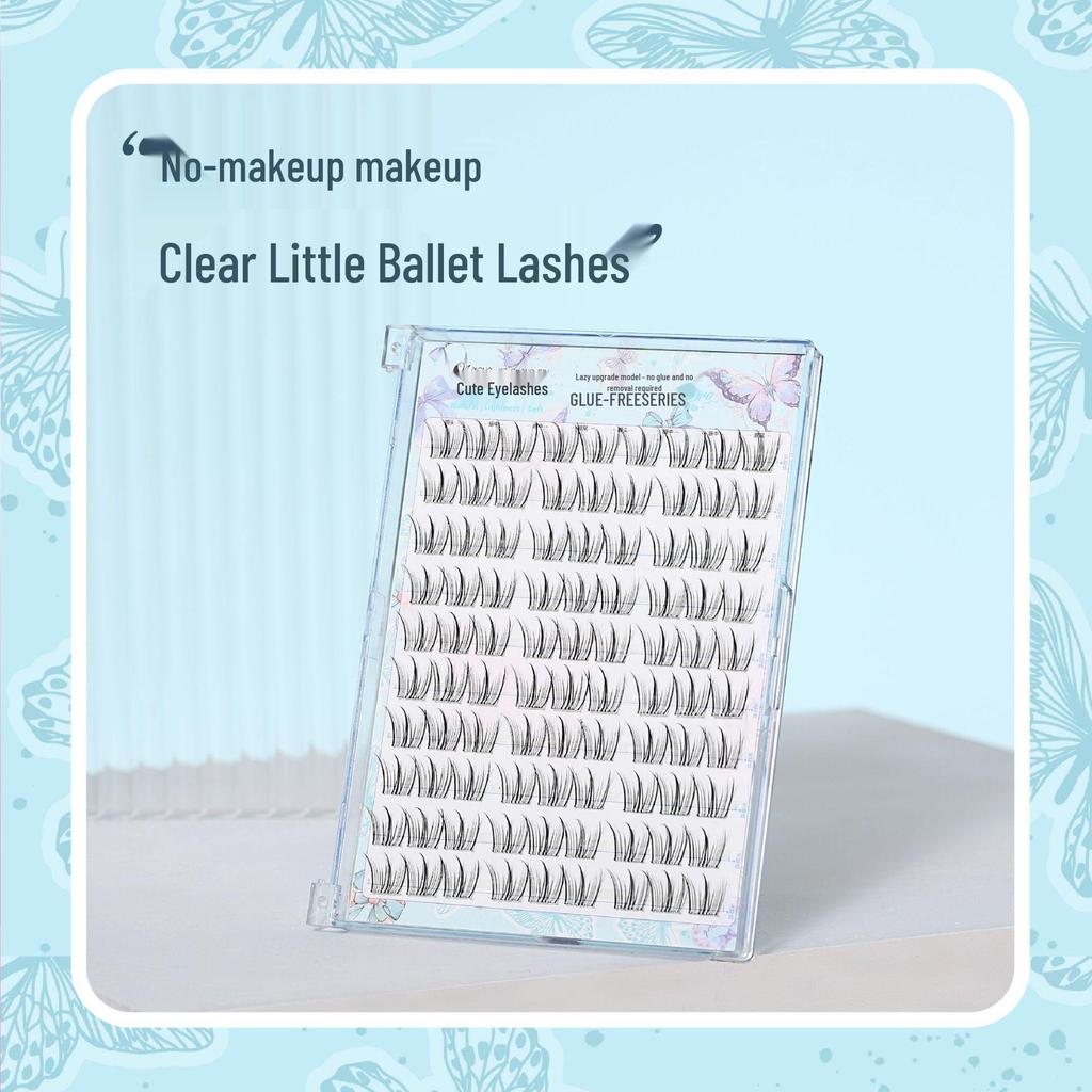 10 Rows Glue-Free Self-Adhesive Clear Ballet False Eyelashes - Natural Single Clusters for Easy Application and On-Camera Use