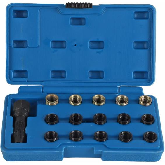Spark Plug Thread Repair Kit, M16 x 1.25 Screw Tap Portable Carbon Steel Rethread Kit, M14x1.25 Spark Plug Thread Repair Tool