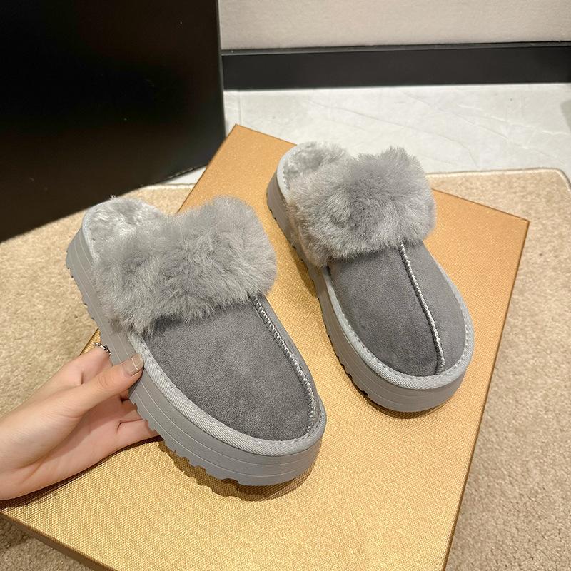 Snow Boots Women's Fashion Fluffy Slippers 2025 Autumn and Winter New Korean Version Comfortable and Warm Thick-bottomed Lazy Bag Head Slippers