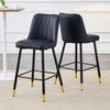 2-Piece Set Bar Stools, 100 Cm High, Black PU Leather with Black Metal Frame and Comfortable Footrest, Available In Several Colors, for Your Home Bar.