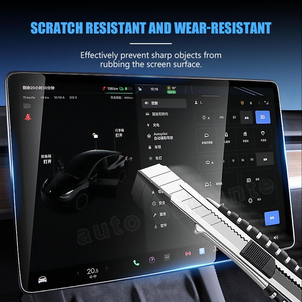 Protector din sticlă securizată pentru ecran tactil de navigație auto, film de protecție pentru ecran tactil de control central de 15" pentru Tesla Model 3 Y