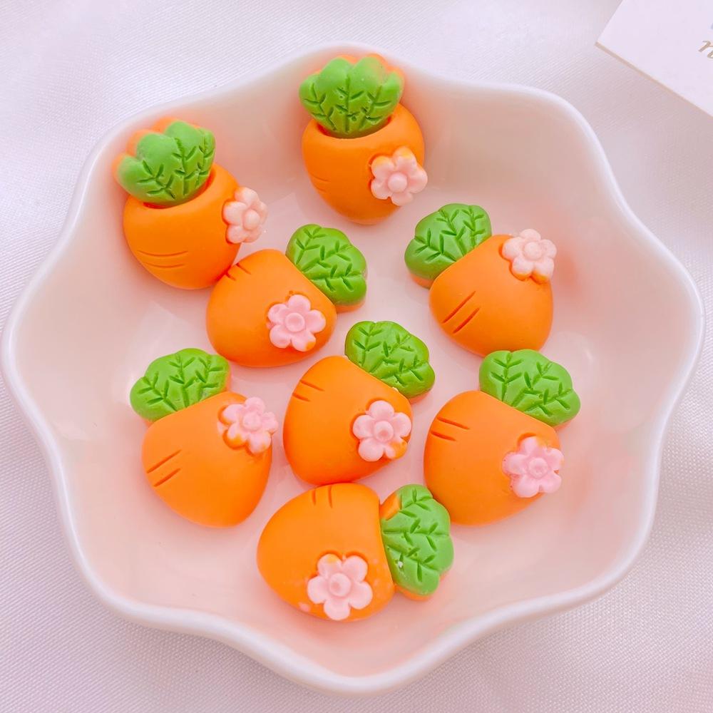 10Pcs New Cute Resin Cartoon Strawberry, Cherry, Radish, Pineapple Series Flat Back Manicure Parts Embellishments For Hair Bows