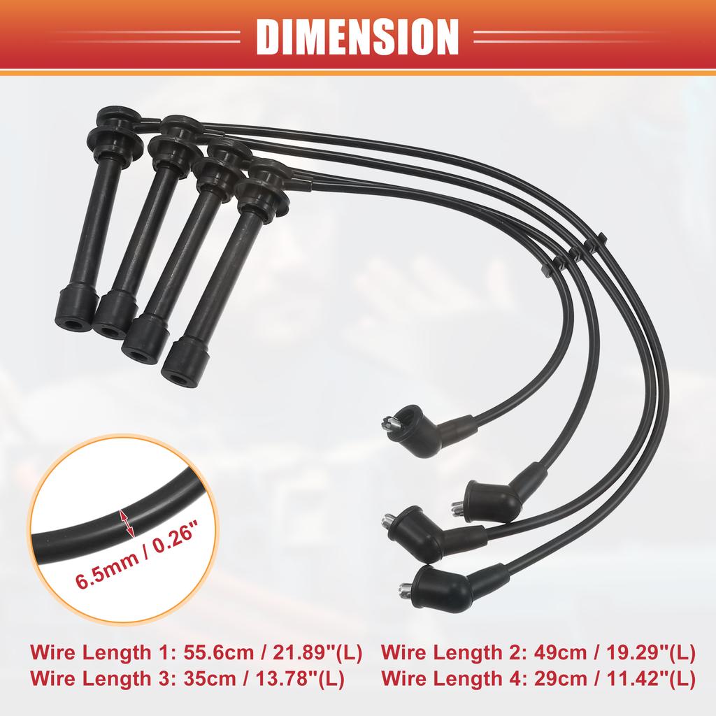 UXCELL 4 Pcs Spark Plug Wire Ignition Coil Cable No.224409Z060 for Nissan Frontier