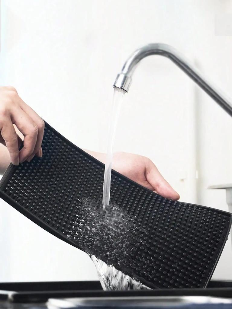 Leeseph PVC Coasters Dish Drying Mat Bar Service Mat Minimalist Rectangle Dish Drainer Mat Bartender Countertop Accessories