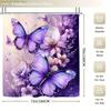 1/3/4pcs, Transform Your Bathroom with Purple Butterfly 2D FLAT Shower Curtain and Matching Rug Set - Elegant Floral Design fo