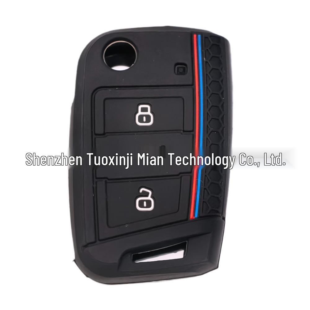 Silicone Car Key Cover for 17 Volkswagen Models: Golf 7, Lamando, Tiguan, Touran чёрный