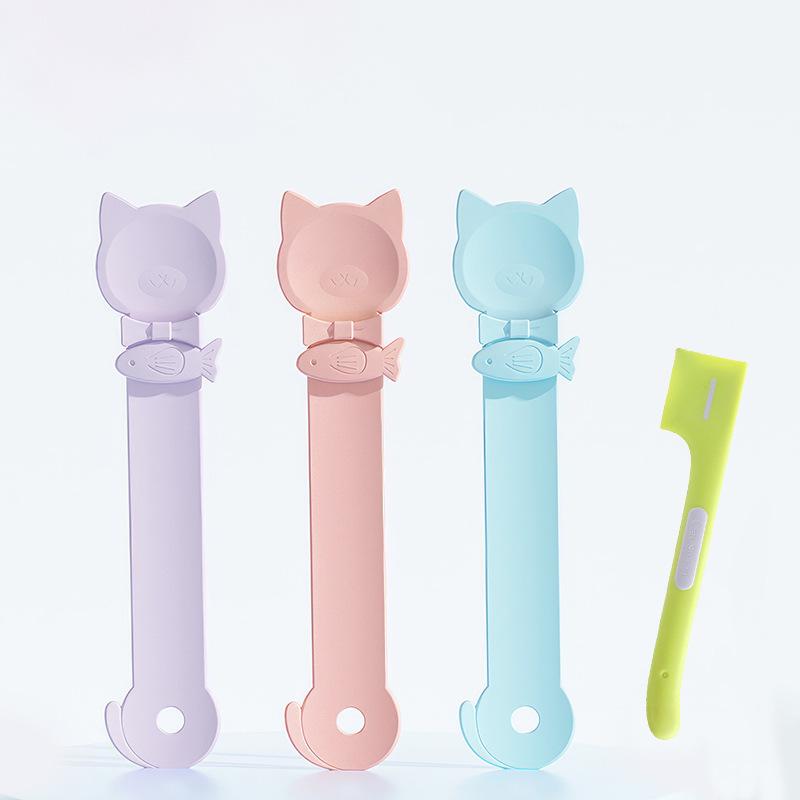 Auslaufsicherer Katzenfutterdosenöffner & Silikonlöffel-Set