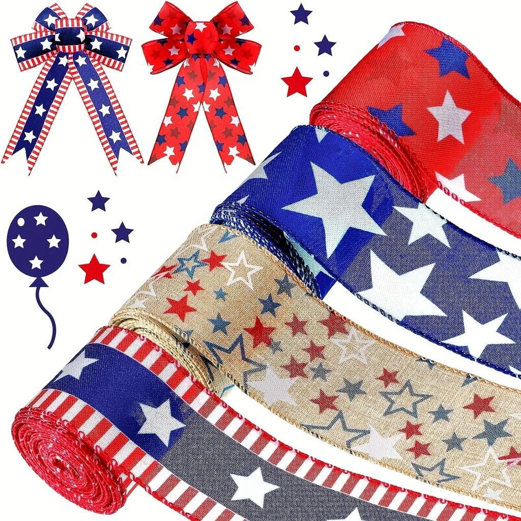 Quality High 5 Yard American Flag Ribbon For Independence Day Celebration Crafts And